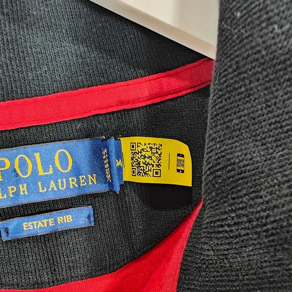 Polo Ralph Lauren Mens Estate Rib Quarter Zip Pullover Red Cotton Sweater LG